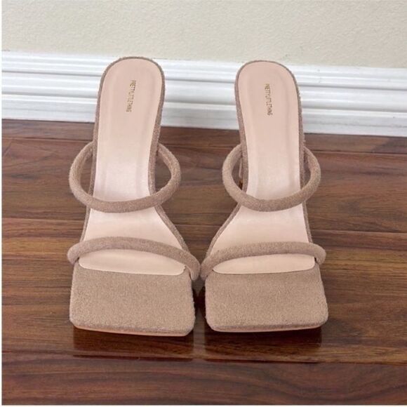 NWOT Pretty Little Thing Slide Square Toe Strappy Heels - Picture 5 of 7